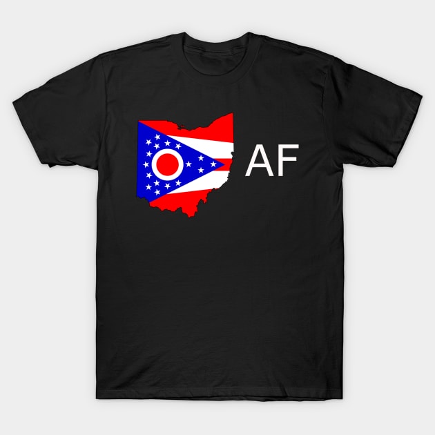 Ohio Flag State Outline AF (white) T-Shirt by Big Term Designs